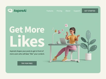 UI screen mockup for startup website